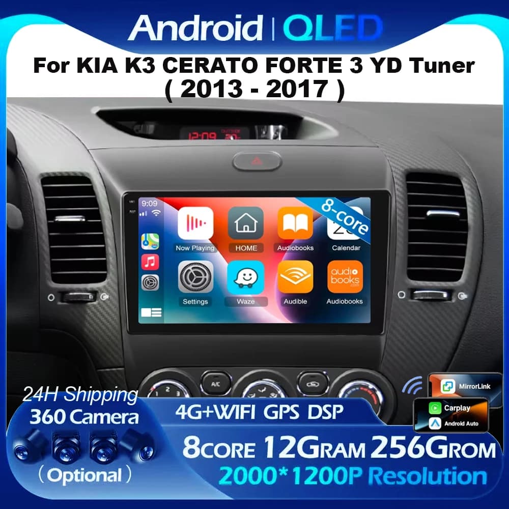Carplay Auto Android15 Per KIA K3 CERATO FORTE 3 YD Sintonizzatore 2013 2014 2015 2016 2017 Autoradio Lettore video multimediale 2 Din 4G BT