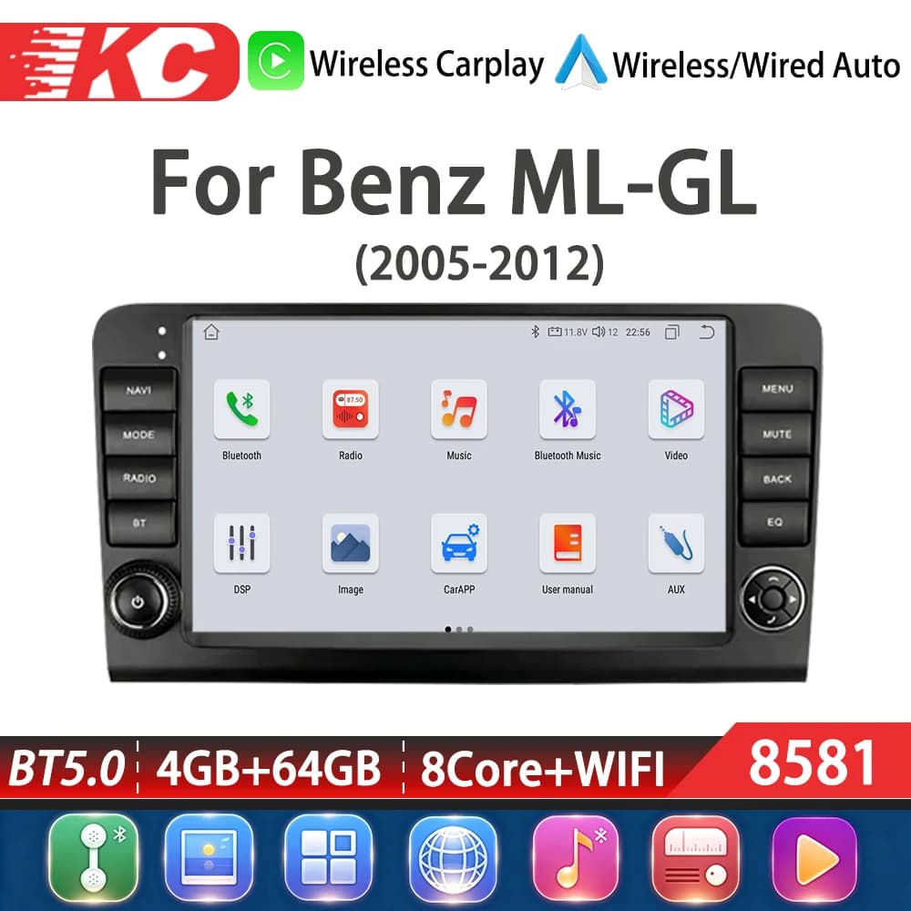 For Benz ML-GL(2005-2012)Carplay 9'' Android 14.0 Car Android Player Multimedia Car Radio GPS WiFi+8core