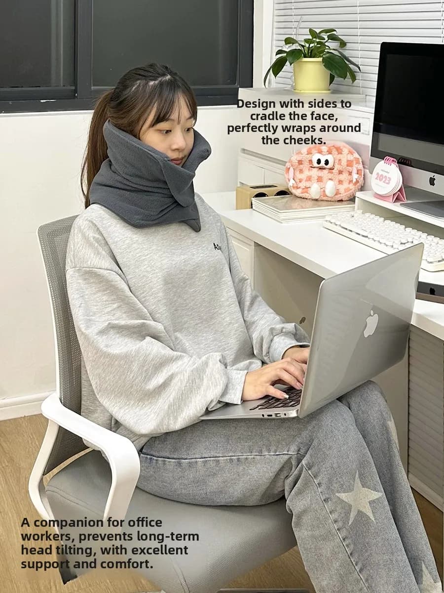Cuscino da ufficio portatile a forma di U per adulti e studenti, supporto ergonomico per la testa, facile da rimuovere e lavare