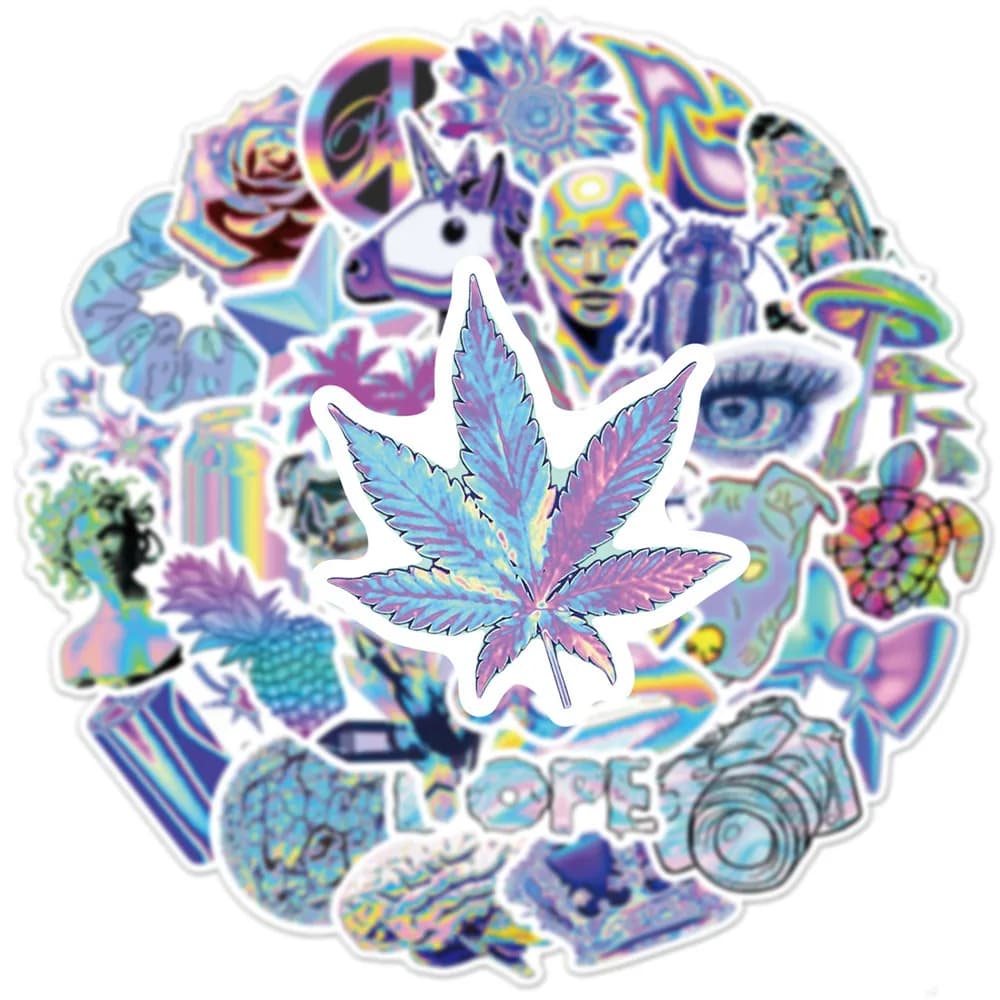 10/30/50/100pcs Ins Vento Olografico Colorato Laser Graffiti Gradiente Bici Bollitore Casco Fresco Decalcomanie Adesivi Bagagli