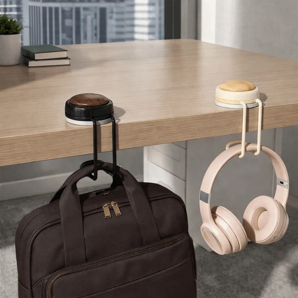 Gancio per Borsa da Scrivania in Plastica, Senza Foratura, Rimovibile, Girevole a 360° ° Gancio Girevole Portatile con Ventosa per Borsa e Bottiglia d'Acqua