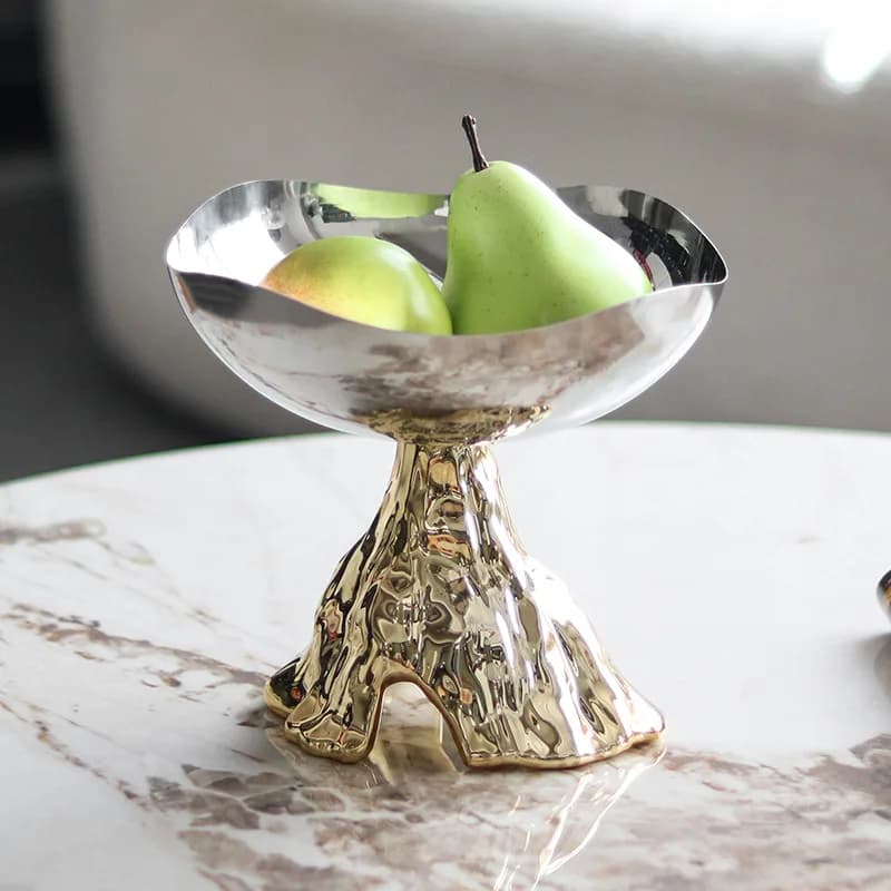 Piatto decorativo di lusso leggero in stile cinese moderno per frutta, dolci, snack e frutta secca, ideale per hotel, club house e ville.