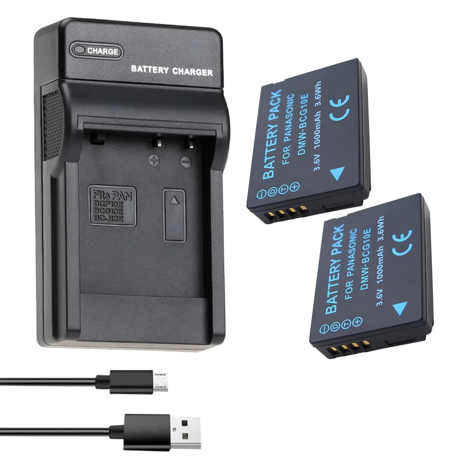 Batteria DMW-BCG10 BCG10 BCG10E + caricatore USB per Panasonic Lumix DMC-TZ10 DMC-TZ18 DMCTZ19 DMC-3D1 DMC-TZ7 DMC-TZ8