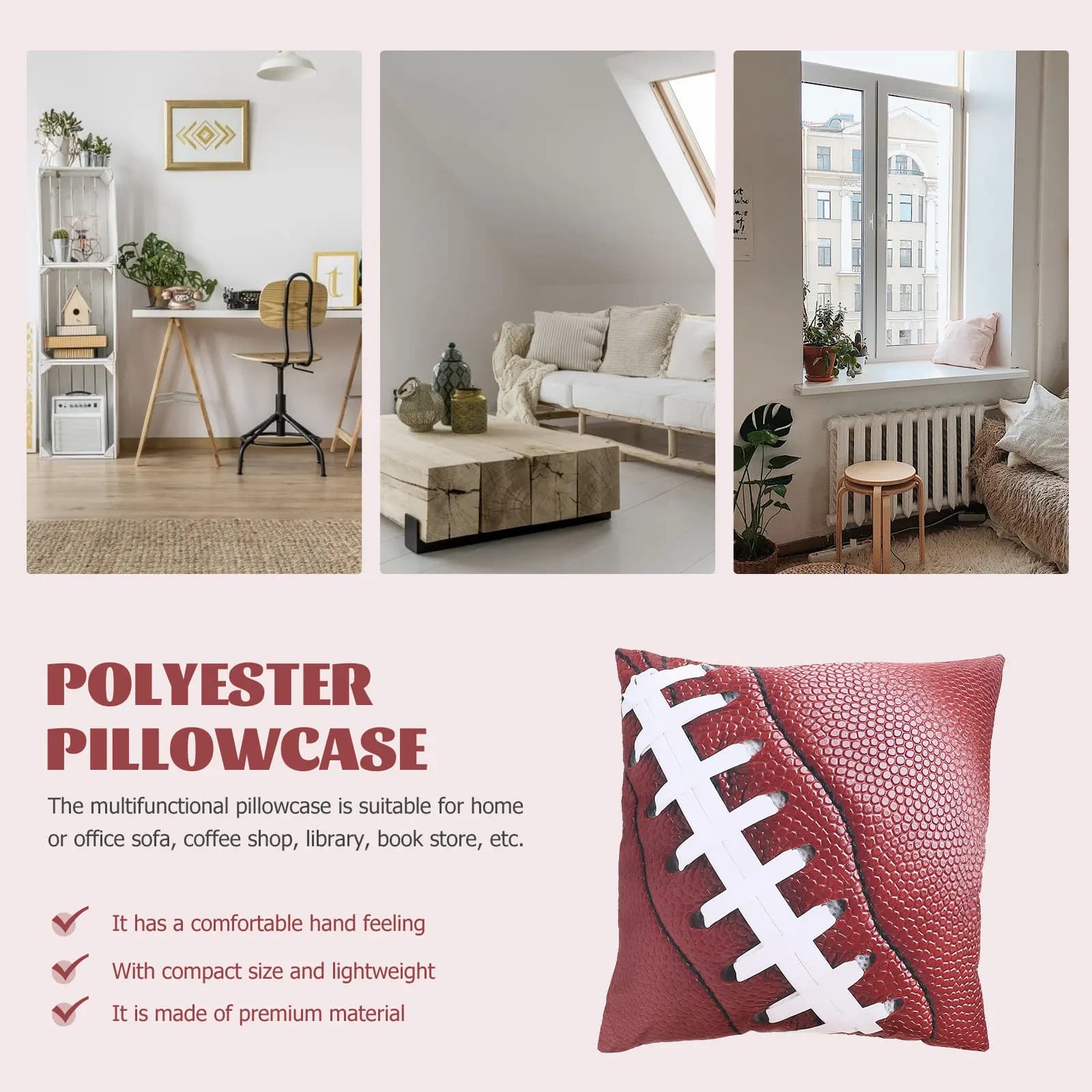 Polyester sofa cushion cover with sports ball pattern, decorative pillow pillow case, sofa cushion cover for home and office, soft and comfortable
