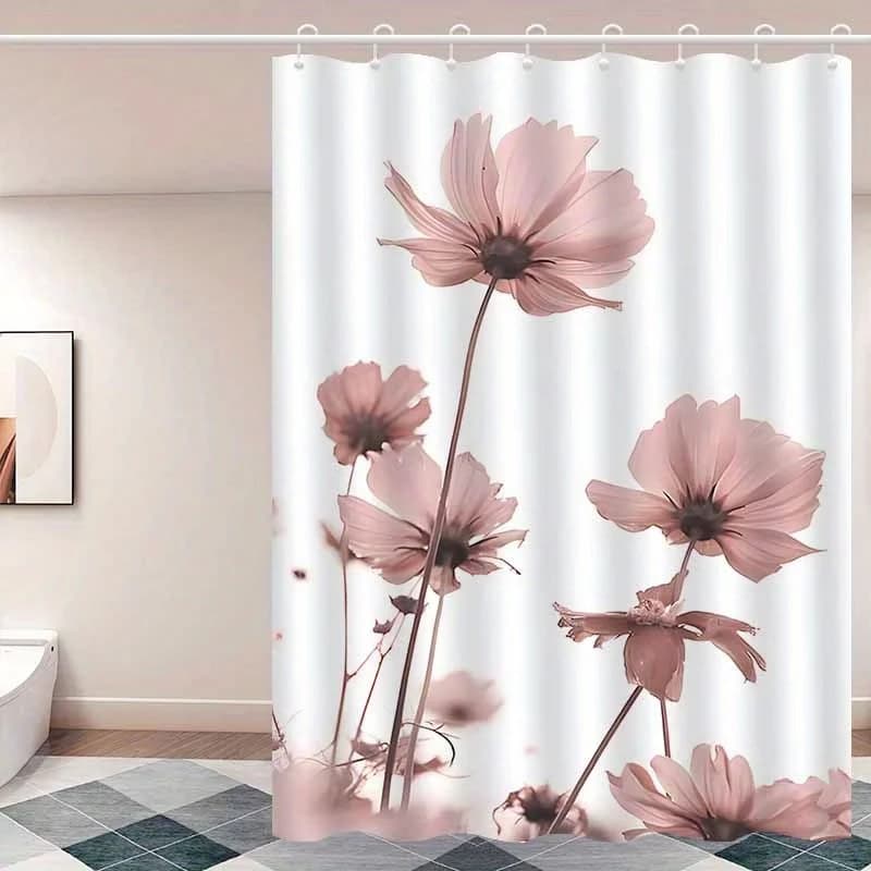 Tenda da doccia impermeabile e antimuffa Tenda da bagno con motivo floreale in stile pastorale Tenda da doccia spessa e resistente