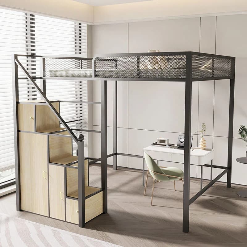 Lenzuola rialzate in ferro battuto Piano superiore Piano superiore Vuoto salvaspazio Casa Secondo piano Letto sospeso Letto soffitta