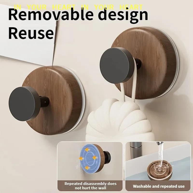 Back Clothes Towel Hanger Cabinet Drawers Handle Wall-Mounted Storage Rack Wood Suction Cup Hooks Walnut Keys Decor Hook Door