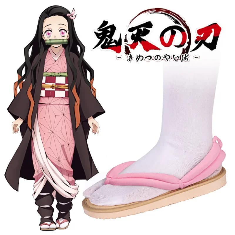 1 paio Anime Cosplay Scarpe Tanjirou Nezuko Zenitsu Giyuu Shinobu Kyoujurou Muichirou Mitsuri Sandali Geta Zoccoli Infradito