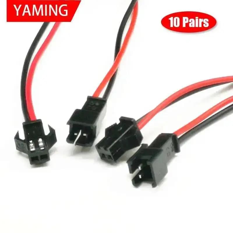10 pairs 10 cm long JST SM 2 pin male plug to female connector fast cable terminal adapter 2 way easy to mount for the led strip