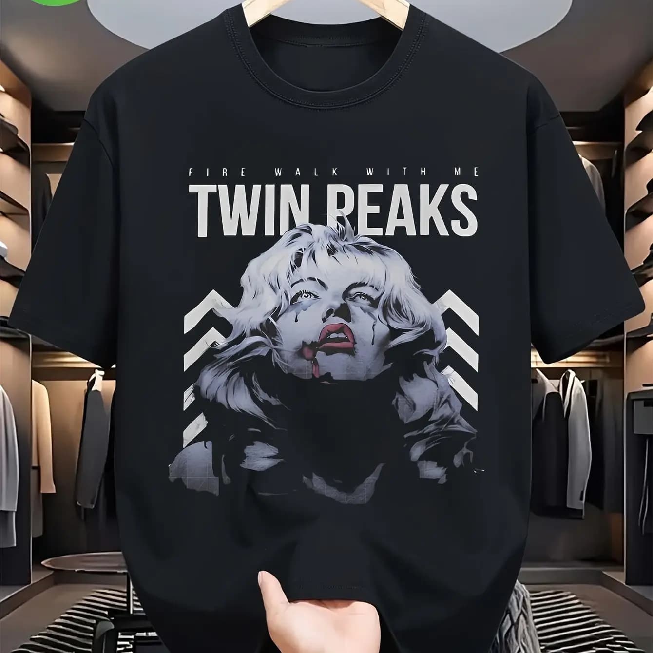 T-shirt Uomo Ufficiale Nera in Cotone a Maniche Corte con Stampa a Tema Serie TV Twin Peaks Laura Palmer