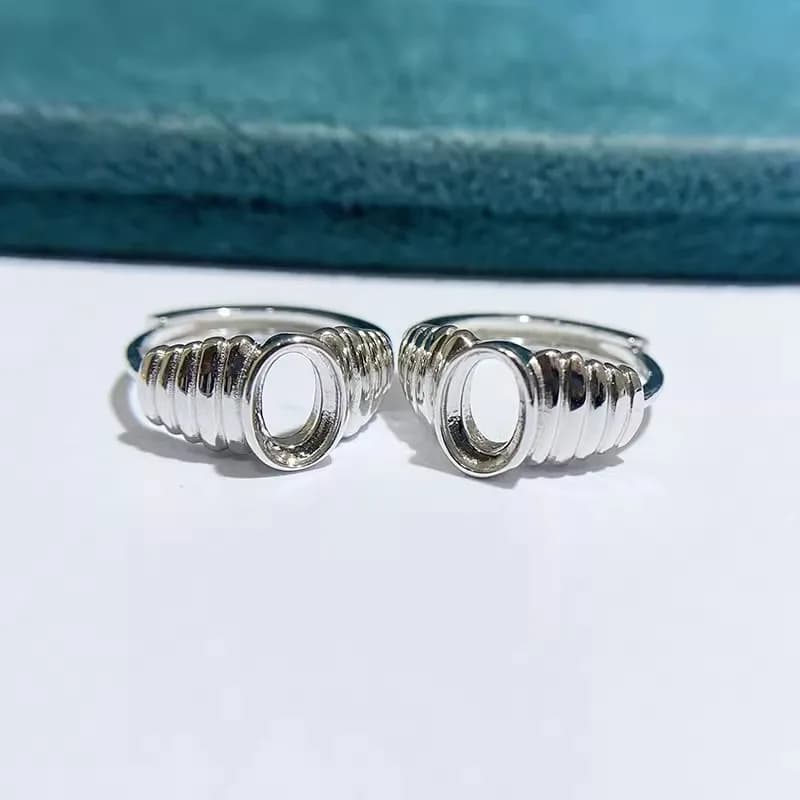 MeiBaPJ 4mm * 6mm Elliptical Stones FAI FROM TE 925 Silver Empty Set Earrings with Fashion Pin Fine Band Wedding Jewelry for Women