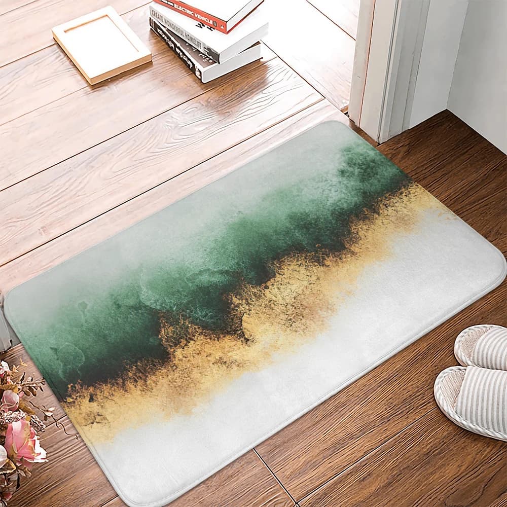 Entrance door carpet with double oil painting green and gray living room carpet non-slip carpet for bathroom door kitchen mats