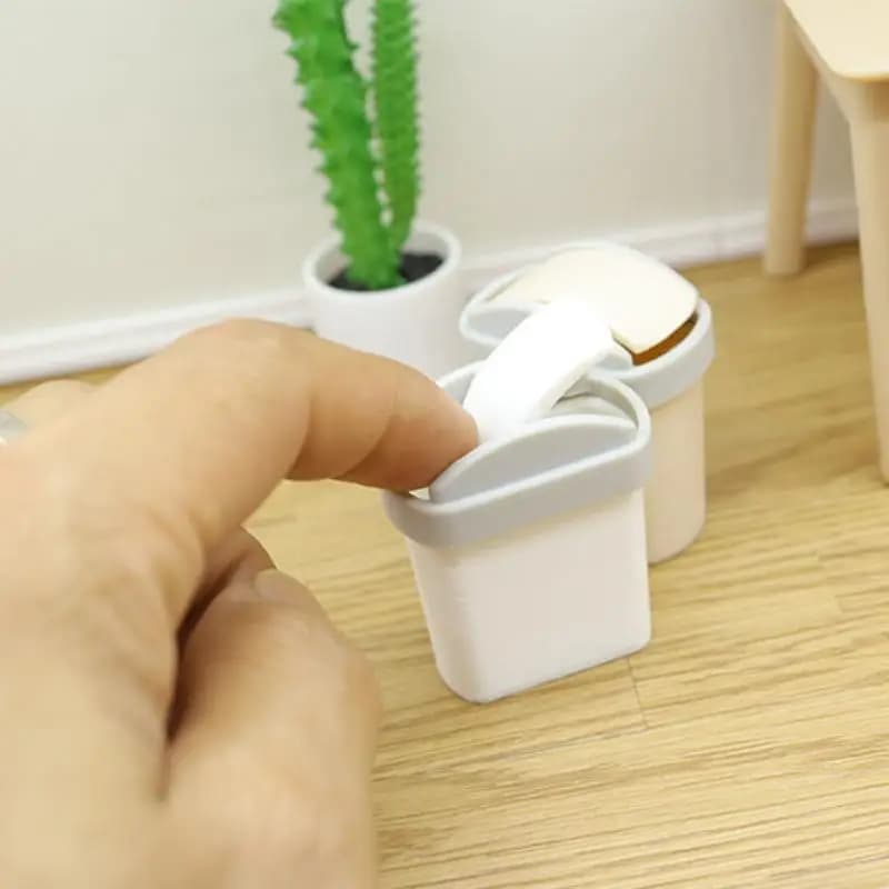 1 pz mini coperchio ribaltabile pattumiera pattumiera giocattolo in miniatura modello scena casa delle bambole accessori simulazione mini cestino dei rifiuti