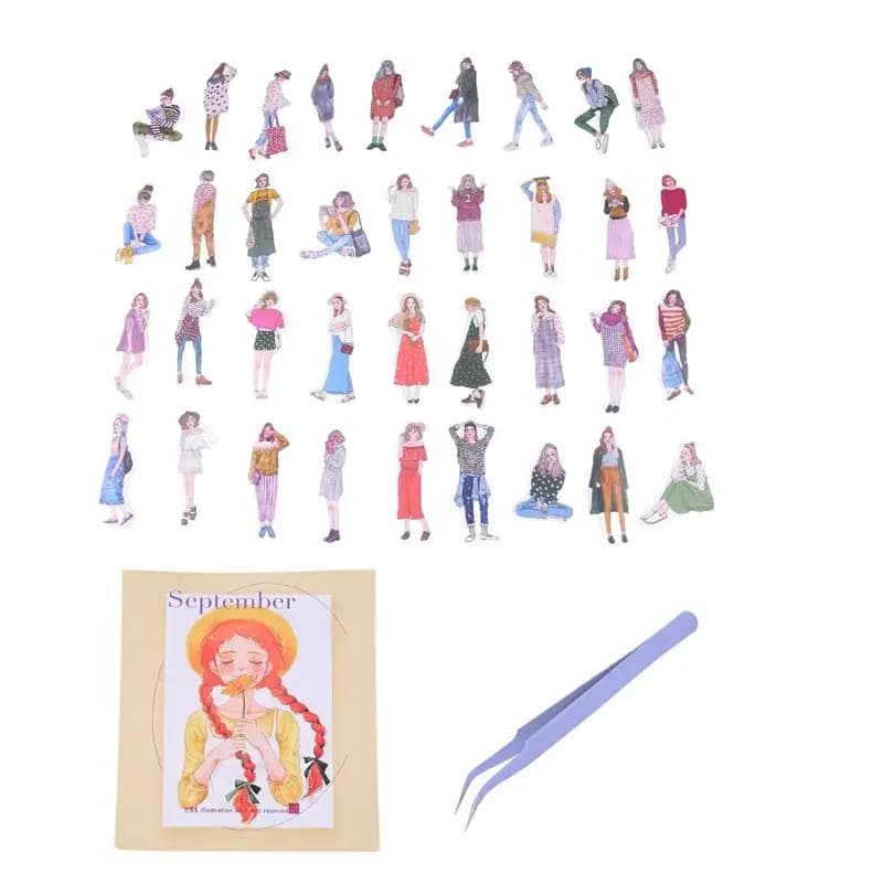 MLGB-People Stickers For Journaling Scrapbooking,Urban Fashion Girl Scrapbook Sticker For Junk Journal Supplies Kit