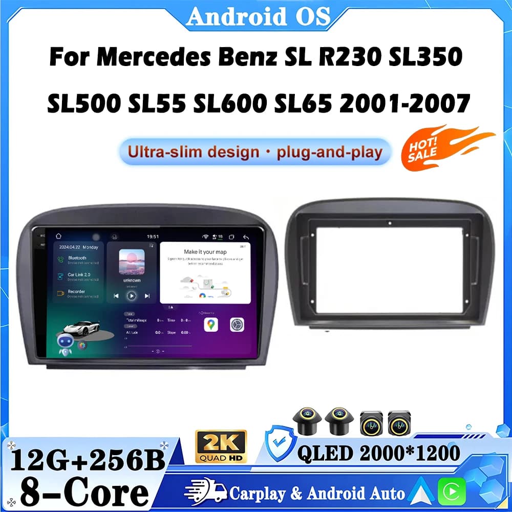 Car Radio Multimedia Player For Mercedes Benz SL R230 SL350 SL500 SL55 SL600 SL65 2001-2007 Carplay GPS Navigation DSP Stereo