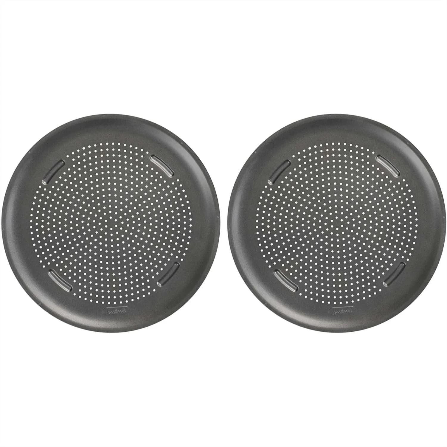Set di 2 Teglie per Pizza Antiaderenti da 16 Pollici - Teglie Rotonde Perforate per Forno, in Acciaio al Carbonio per Pizza Fatta in Casa e Surgelata