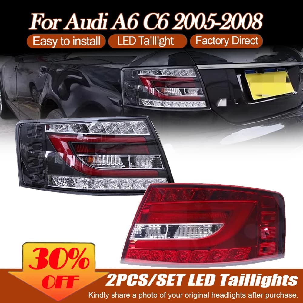 Fanali posteriori Assmebly Per Audi A6 2005 2006 2007 2008 A6L C6 Fanali posteriori a LED DRL Indicatori di direzione Freno Reverse Fendinebbia Accessori Auto