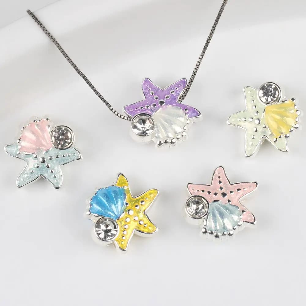 6 pcs/lot 14 MILLIMETRIES In Zinco Alloy Polished Rhinestones Stella Marina Shell Beads Pendants and Pendants FAI Necklace by TE Bracelet Earrings Accessories
