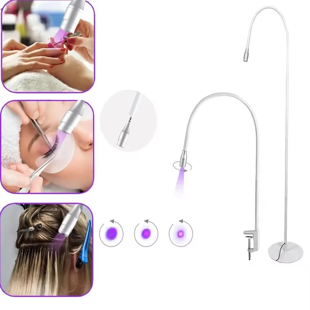Colla per ciglia UV Colla per ciglia UV 5W LED Estensioni ciglia Lampada per colla Tech per unghie con colla di controllo del pedale curata in 2-3 secondi
