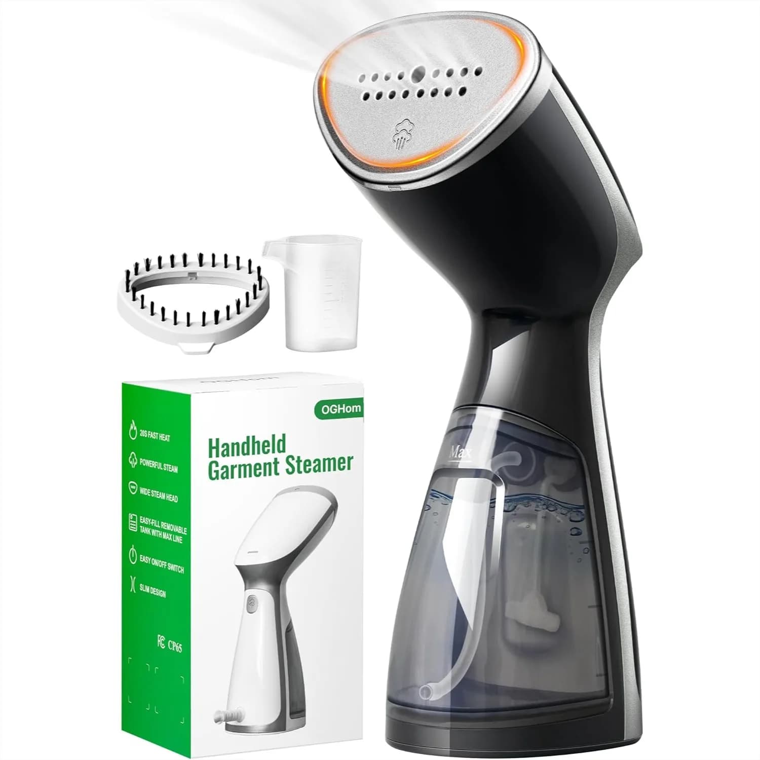 Vaporizzatore Portatile da Viaggio per Vestiti, 1000W, Potente Rimuovi Pieghe per Casa e Ufficio - Nero