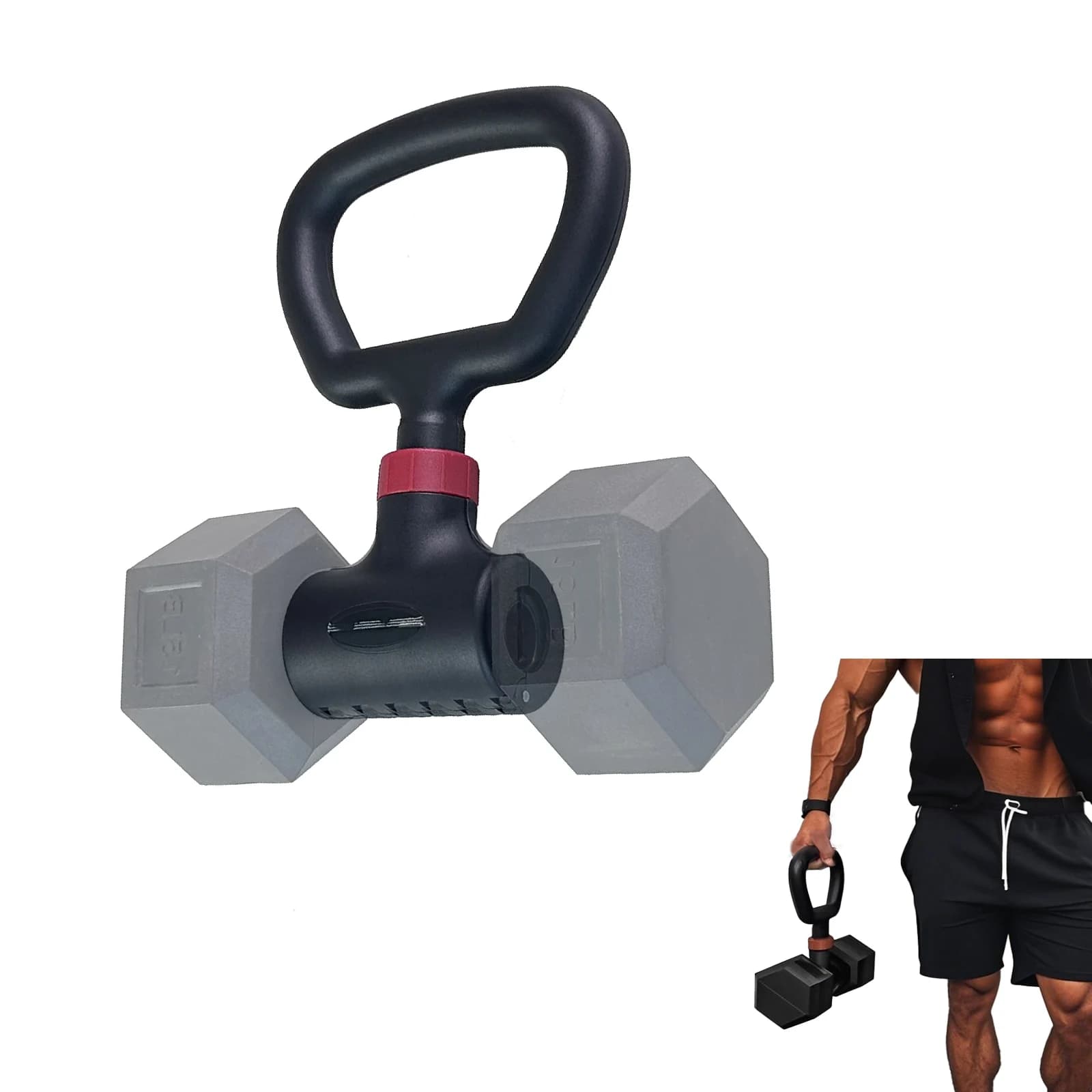 Hyperbell dumbbell converter - Convert handlebars to set of barbells and kettlebells for home fitness - Adjustable and up to 20