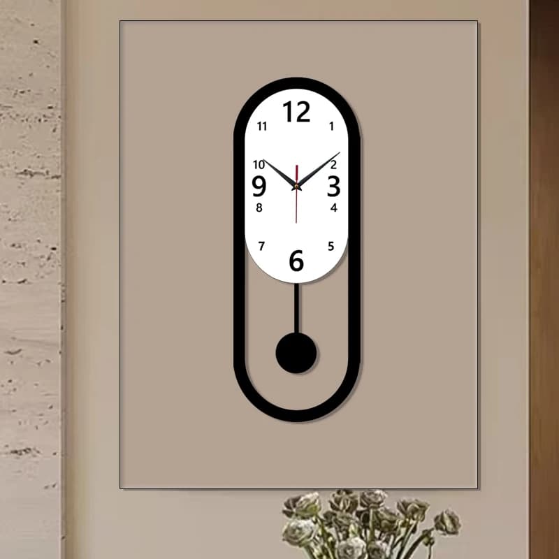 Orologio da parete altalena ellittica silenzioso e non ticchettio - Orologio per la decorazione della casa per soggiorno, camera da letto, ufficio | Regalo di Natale ideale