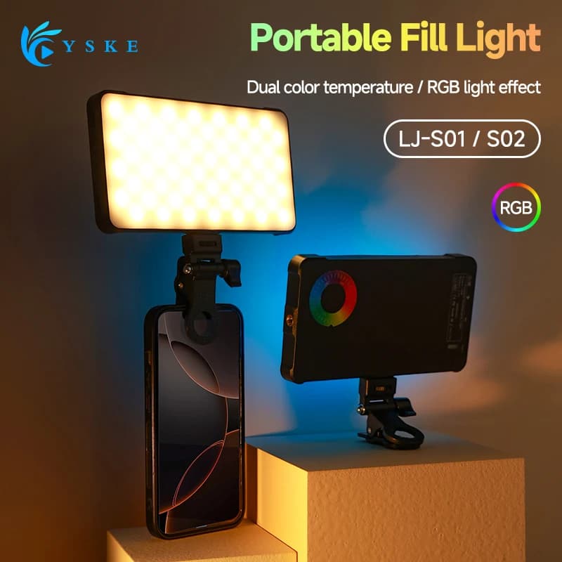 Luce video LED RGB Riempimento clip di illuminazione fotografica tascabile dritta per telefono iPhone iPad Fotocamera portatile - Vlog Live Stream