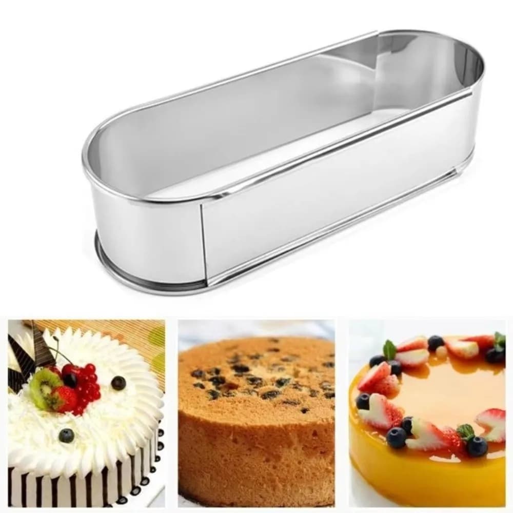 Stampo per Torte Ovale Lungo Regolabile per Uso Domestico, Anello per Mousse Telescopico Antiruggine, Antiaderente, Riutilizzabile, per Dolci e Impasti