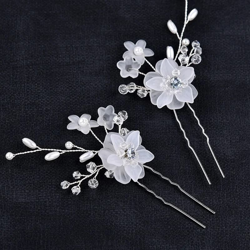 1Set oro argento testa di fiore gioielli eleganti donne forcine fatte a mano ragazze fermaglio per capelli accessori per la testa da sposa per il matrimonio