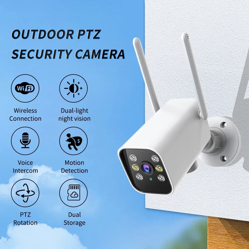 2.4G&5G Wif PTZ IP Camera Outdoor H.265 Surveillance Camera Auto Tracking Audio 2MP Bullet Camera Home Security Protection O-KAN