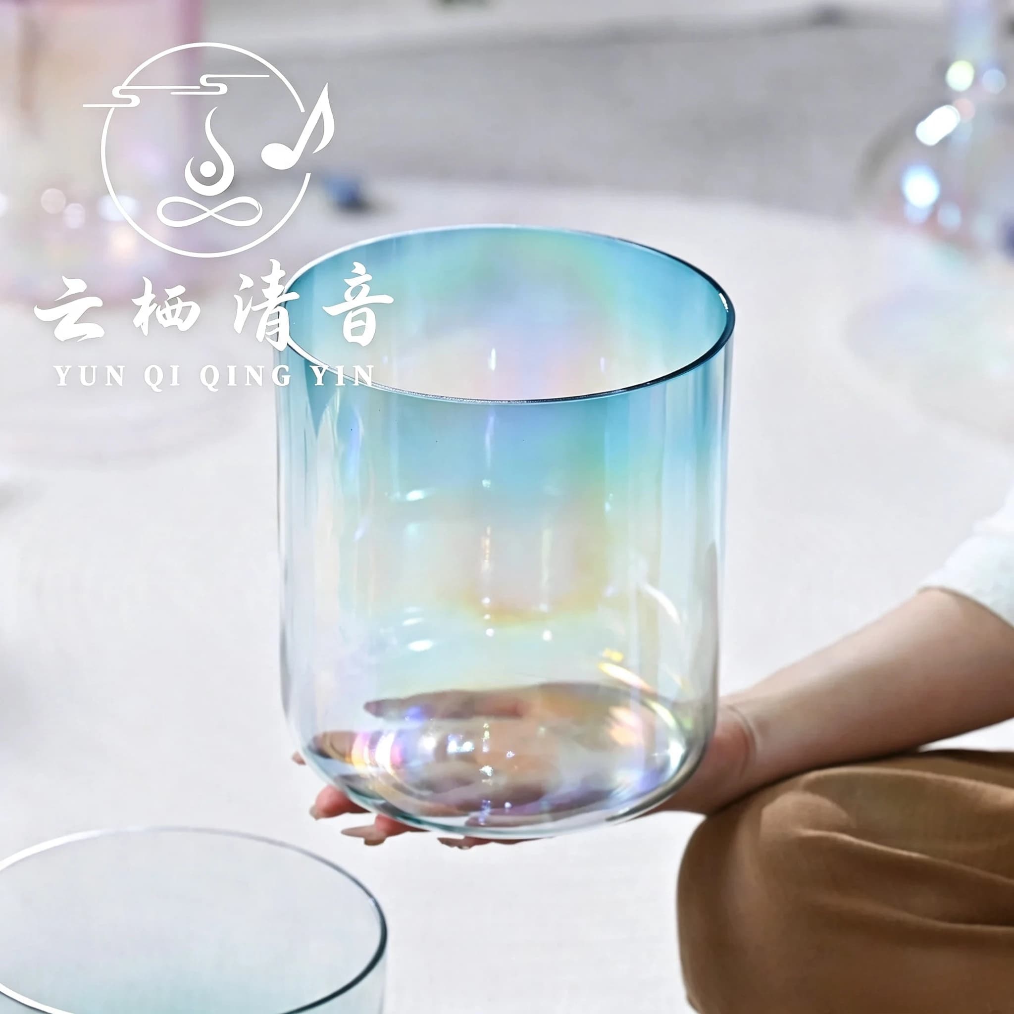 YUN QI QING YIN Color Alchemy Quartz Crystal Singing Bowl Yoga Sound Therapy Percussion Portable Healing Crystal Music Bowl For Meditation Relaxation