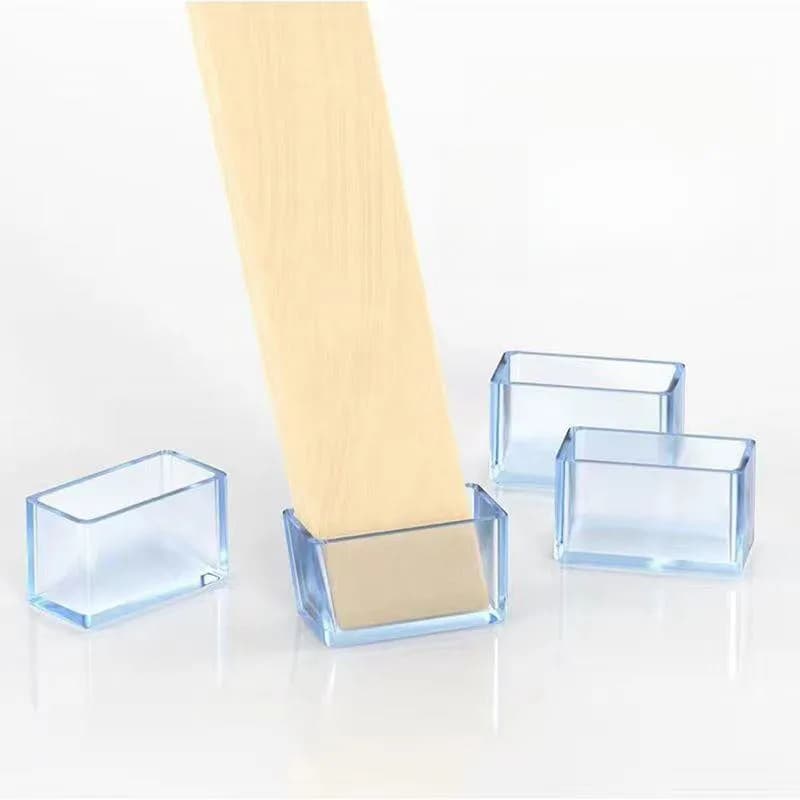 16PCS Rettangolo Tappi Per Gambe Della Sedia PVC Trasparente Tavolo Mobili Tubo Copertura Estremità Tubo Spina Calzini Punte antiscivolo Protezione Del Pavimento Pad