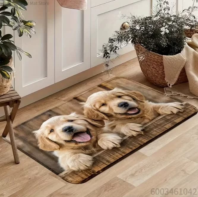 Tappetino per Porta a Tema Golden Retriever Lavabile in Lavatrice per Ingresso Interno e Decorazione Domestica