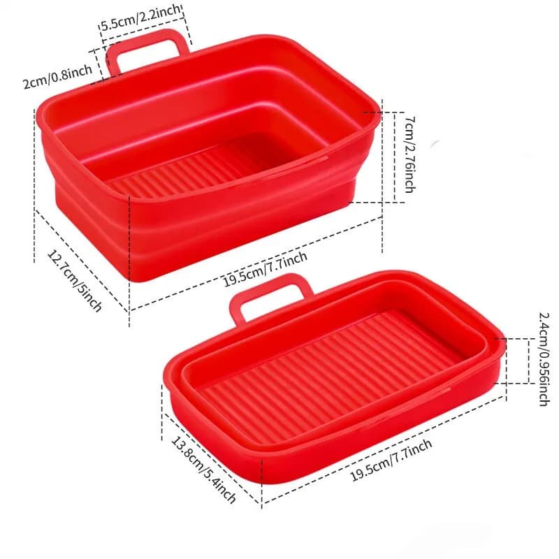 Silicone Tray Foldable for Air Fryer, Oven Grid with Double Handle, Air Fryer Accessories Also used as Oven Cover