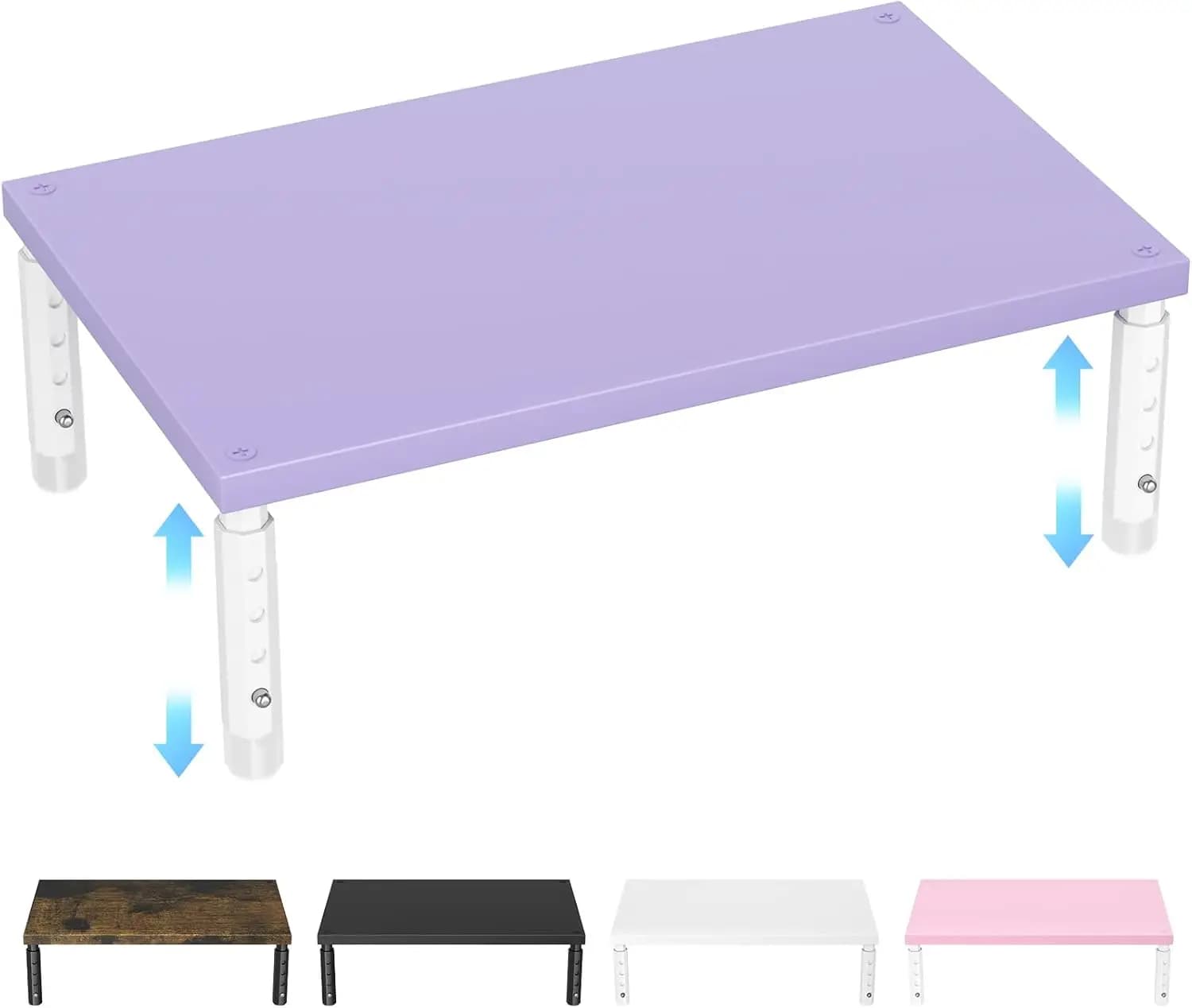Supporto per Monitor in Legno con 4 Altezze Regolabili, Organizzatore da Scrivania per Laptop, Decorazione per Ufficio e Spazio di Lavoro, per Donne, Viola
