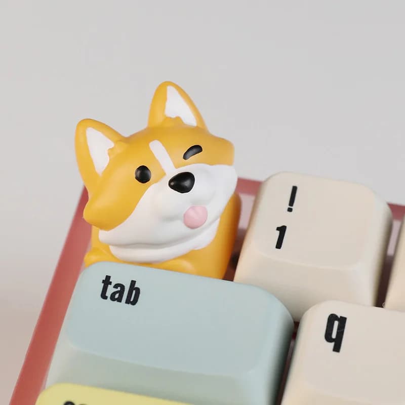 Keycap Corgi dipinto a mano, personalizzato, simpatico, tridimensionale, per tastiera meccanica, regalo per computer, simpatico