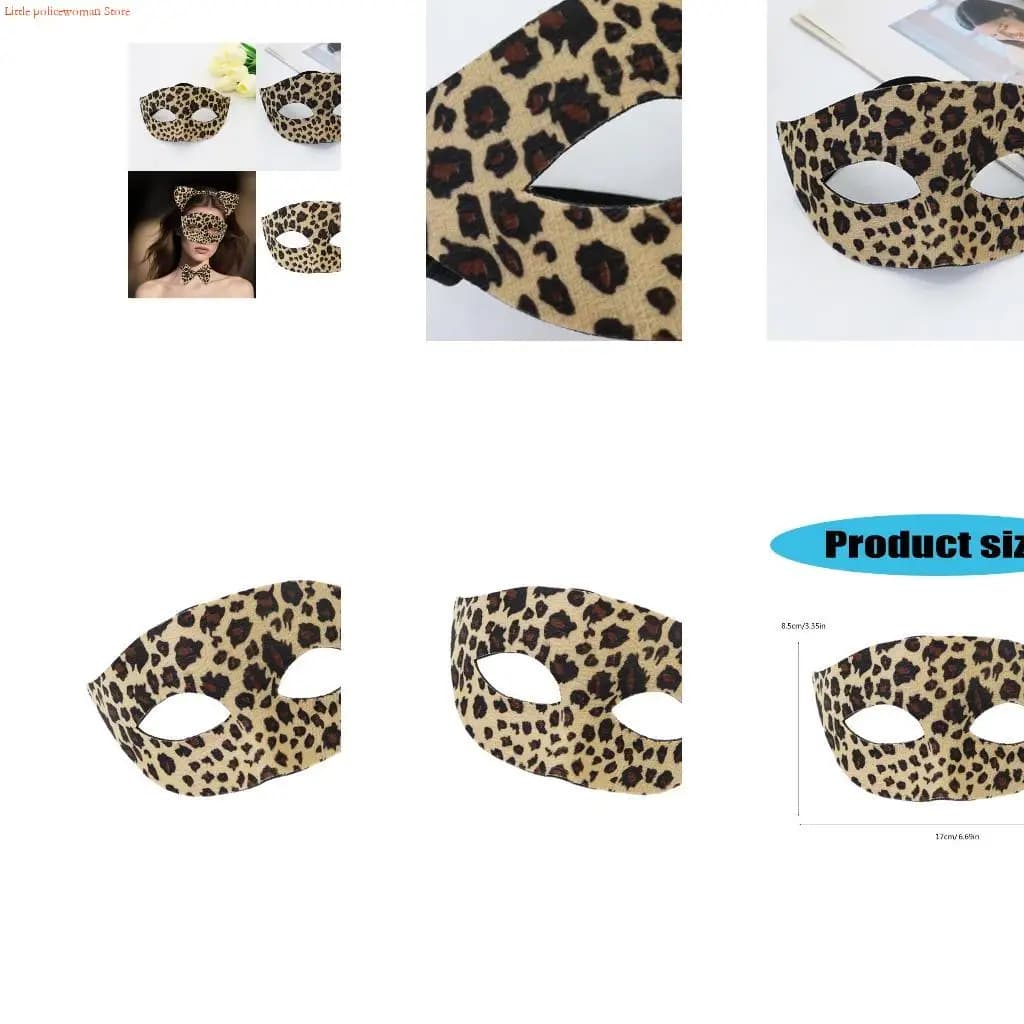 F92D Leopard Print Half Face Mask For Halloween Party Costume Accessory Lightweight Plastic Design With Ergonomic Fit
