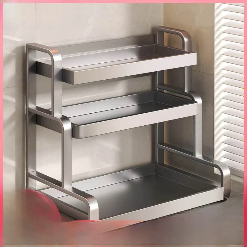 Multilayer Stainless Steel Wall Organizer for Kitchen Tools, Knife Door and Bacchette, Nordic Style