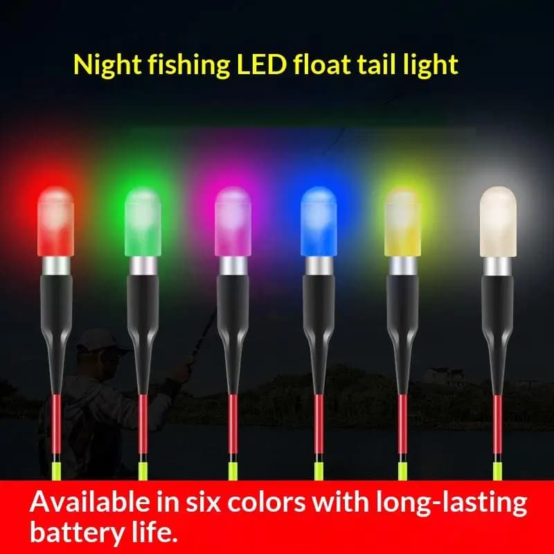 5pcs Led Luminous Fishing Floating Night Tail Light Glow Color Change Stick Bean Shaped Head Fishing Float Fishing Accessory