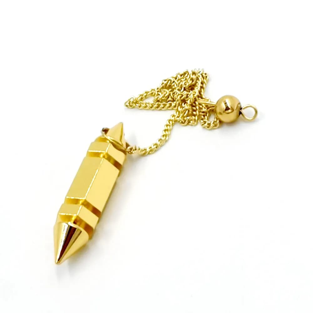 Collana con ciondolo a forma di pendolo in metallo ramato, proiettile esagonale, donna, uomo, gioielli Reiki