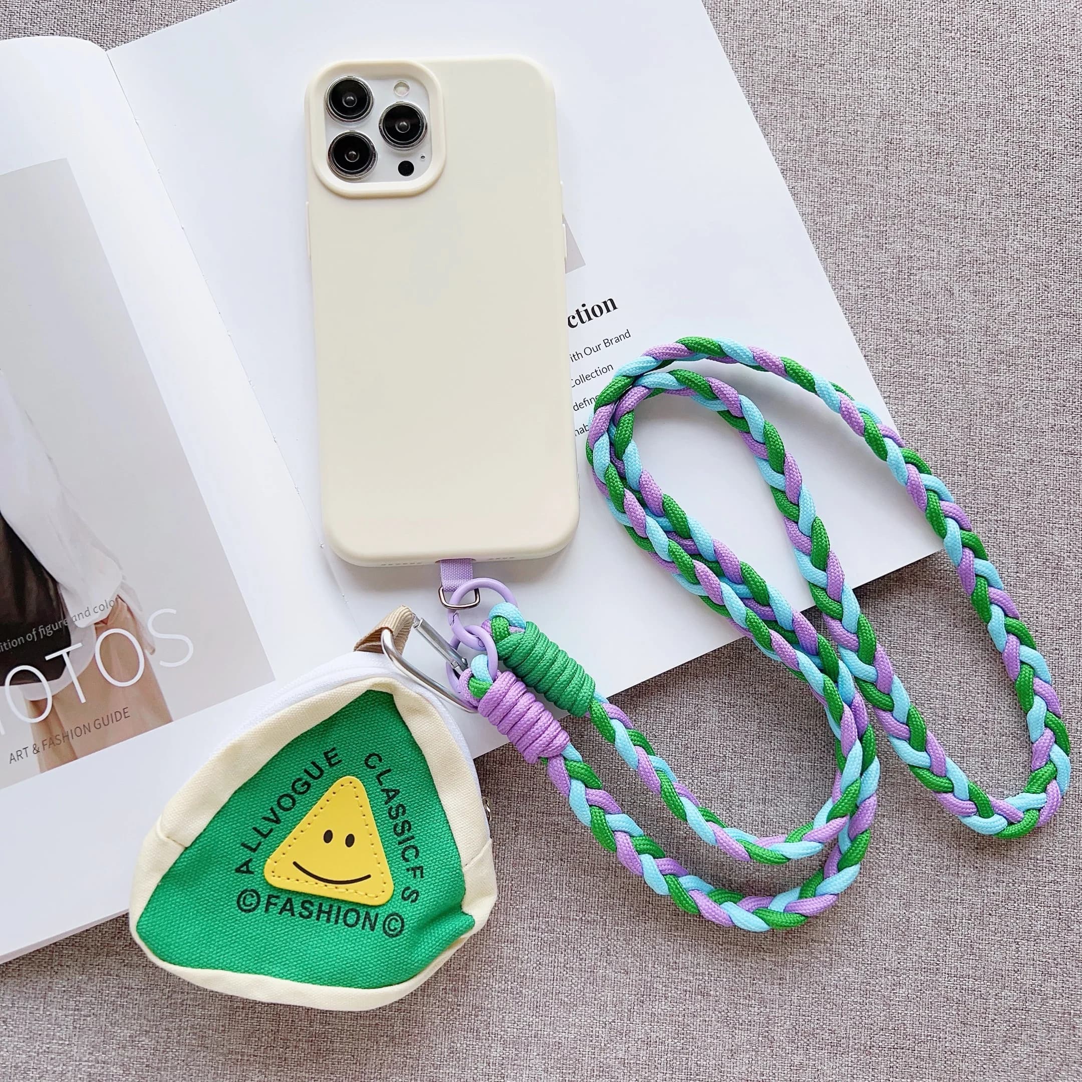 Mini pendant casual coin purse, colorful bag macaron, bag hanging backpack with portable keychain, long rope for sports diagonal jump