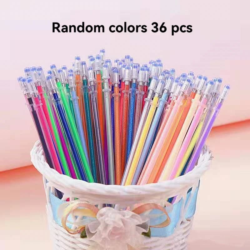 36 Ricariche per Penne Gel Colorate e Luminose - 360 ° Glitter, vari colori, per arte, artigianato e scrittura - Esperienza di scrittura fluida