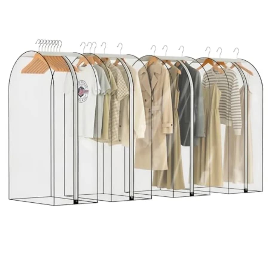 Clear Garment Bags for Hanging Clothes 4 Packs, 10" Gusseted and 40" Suit Bags for Closet Storage Hanging Clothes Storage Suit