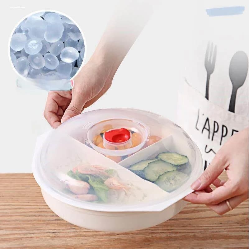 Microwave Safe Food Grade Plastic Lunch Box with Dividers Fruit Plate Weight Loss Diet Meal Container Three Compartments