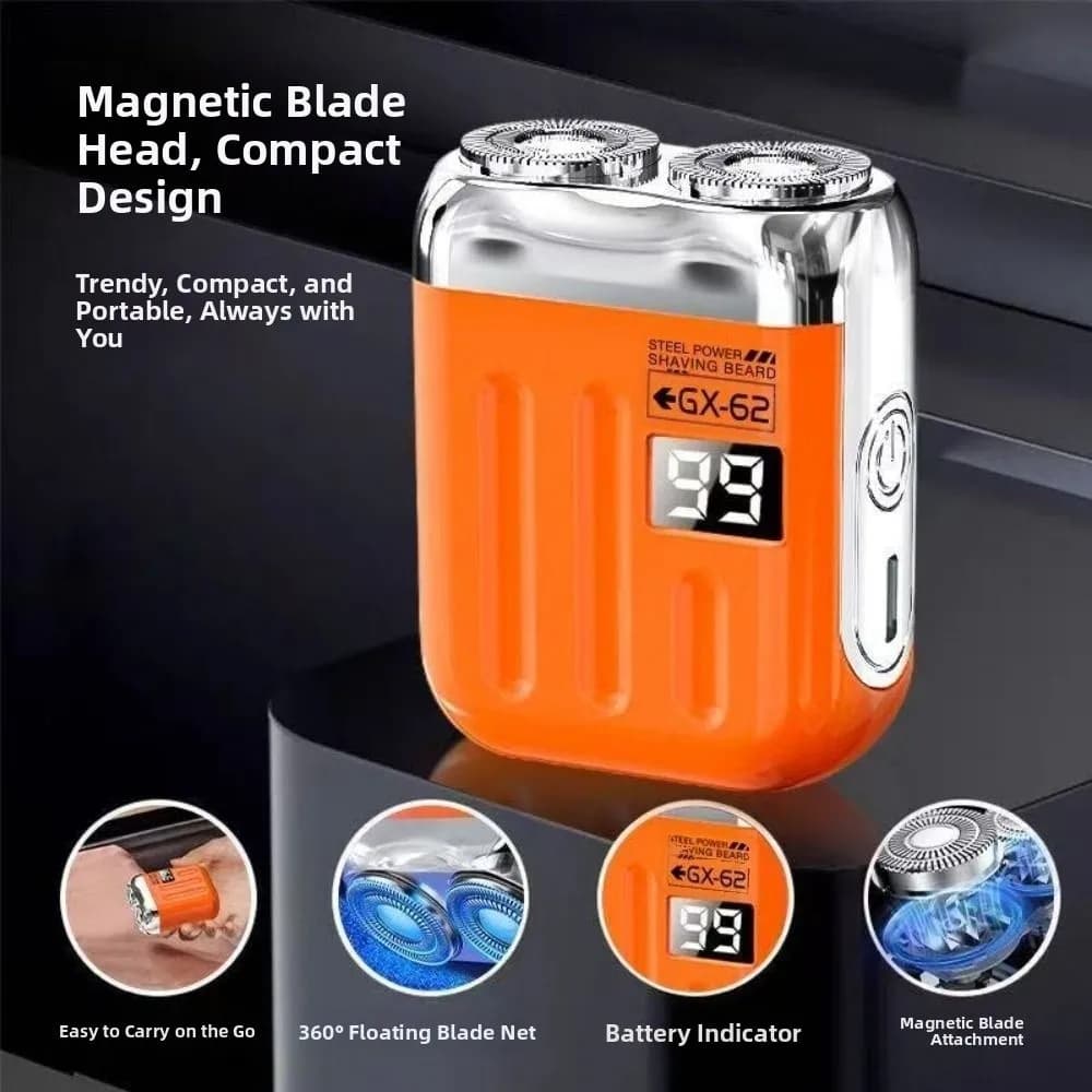 Mini Rasoio Elettrico Intelligente, Regolabarba Magnetico Ricaricabile Impermeabile, Trimmer per Barba e Viso, Accessorio per la Cura Maschile