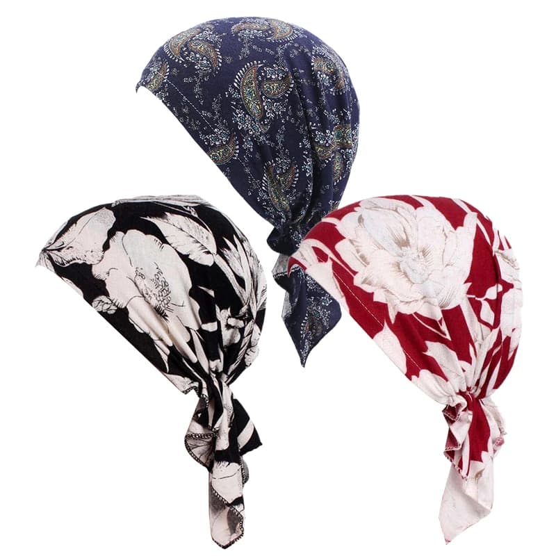 3 PZ/LOTTO Women Muslims Elastic Printing Turban Hat Pre-Legated Cancer Chemo Berretti Copricapi Wrap Head Volant Accessories for Ladies' Hair