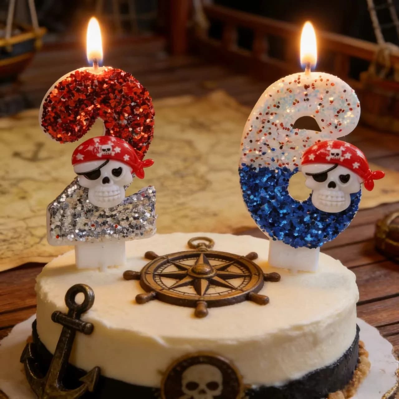 Candele a tema nave pirata, numeri da 0 a 9, decorazioni per torte di compleanno, topper per torte, giocattoli e regali per bambini e baby shower