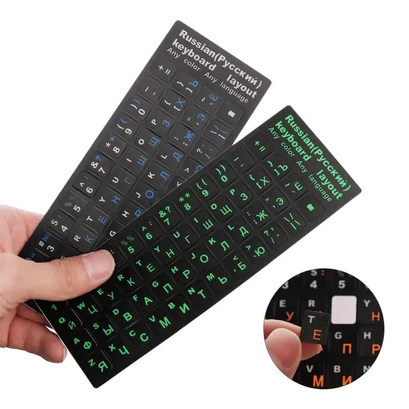 1/2 pezzi Adesivi per tastiera con lettere in PVC satinato, adesivi per tastiera multilingue per notebook, computer, tastiera desktop, tastierino, laptop