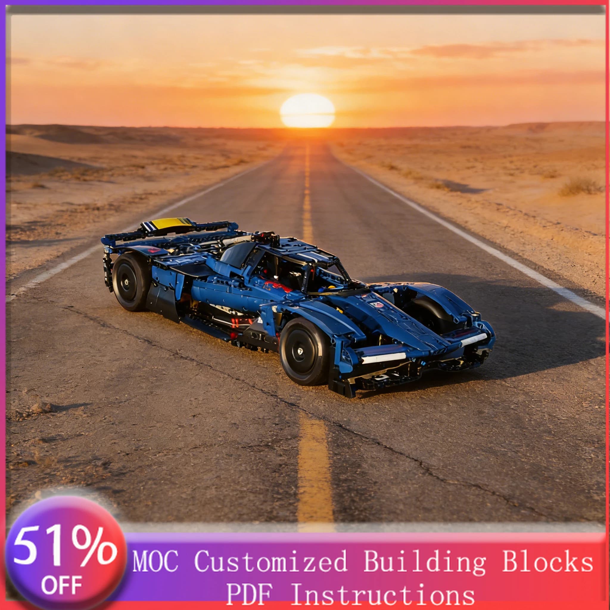 1580 Pezzi Auto da Corsa V6 Super MOC, Blocchi di Costruzione Modulari Personalizzabili, Modello Tecnologico Semplice per Bambini, Giocattolo DIY da Assemblare, Regalo per Ragazzi
