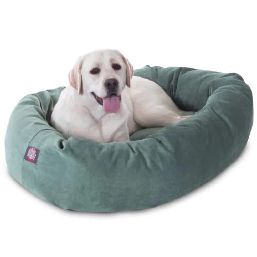 Cuccia per Cani in Micro Velluto Calmante da 40 Pollici, Lavabile, Morbida e Accogliente, Rotonda con Supporto per la Colonna Vertebrale e la Testa, Cuccia a Ciambella Soffice 40x29x9